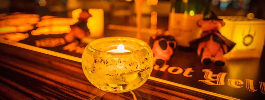 Photo of a candle at a Halloween party