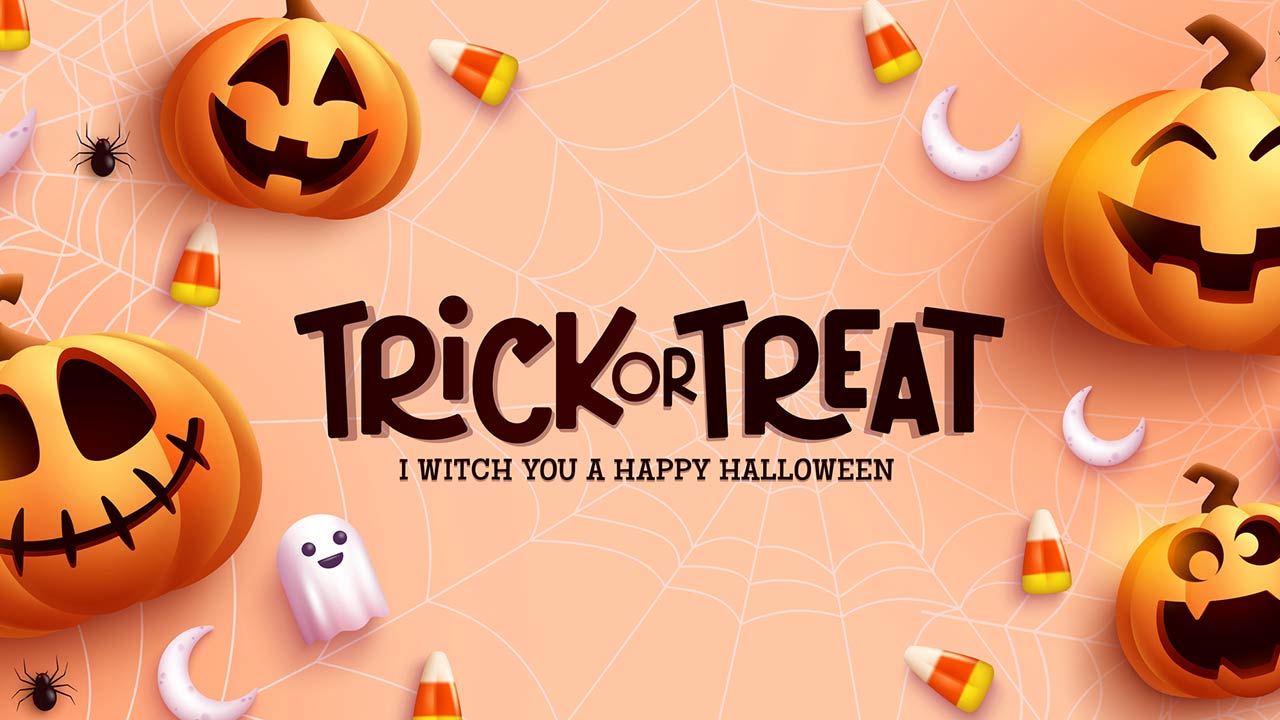 Image of Trick or Treat with a message of I Witch You A Happy Halloween