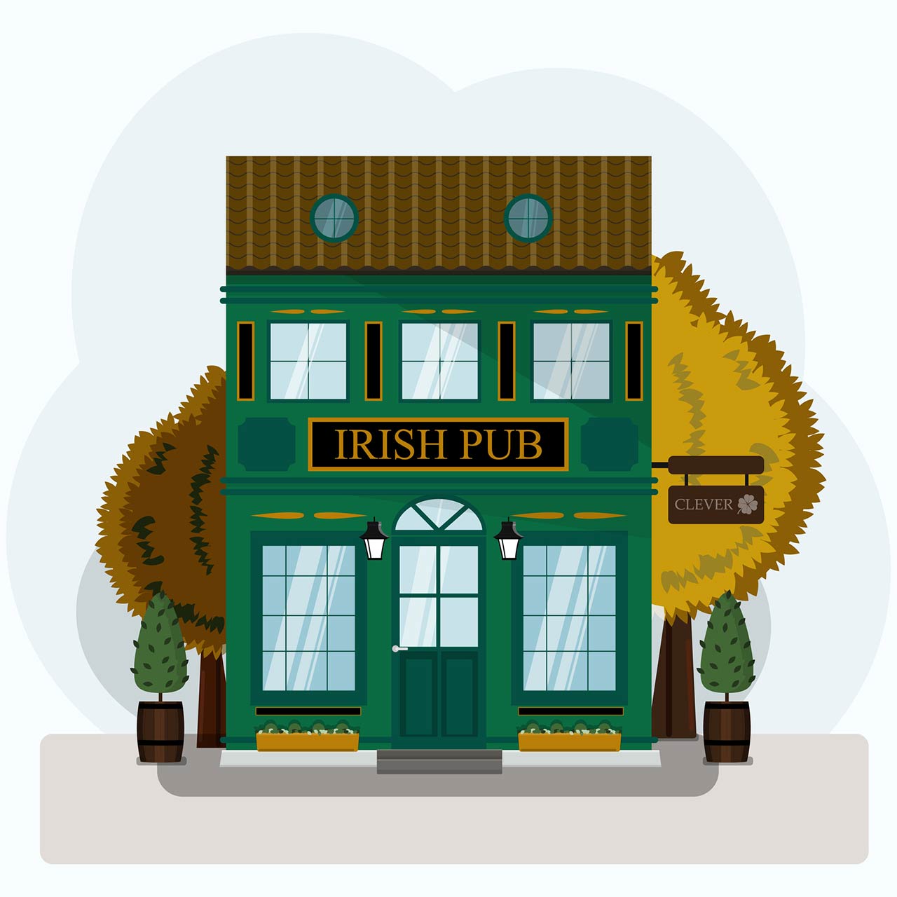 Illustration of an Irish pub