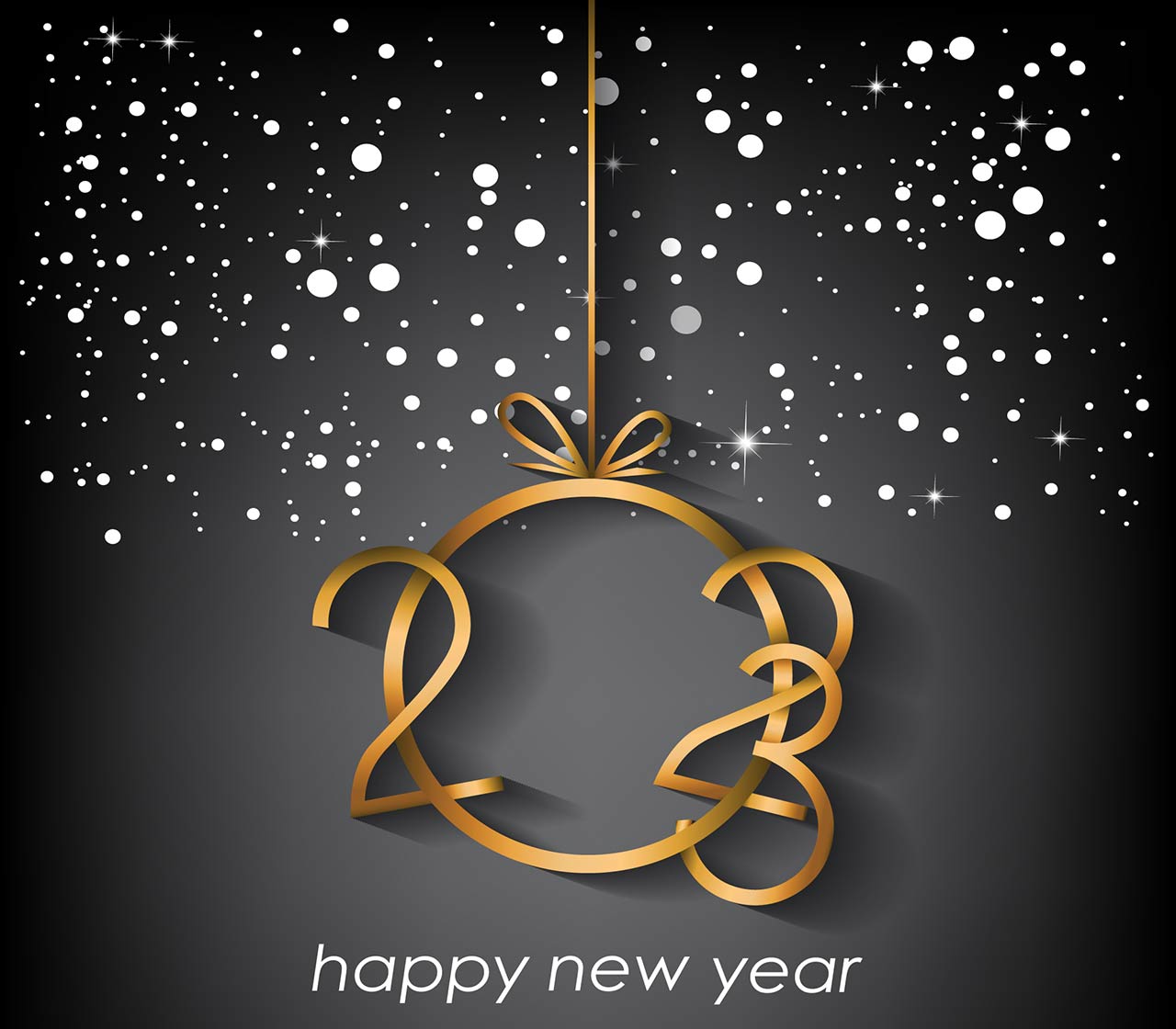 Image of 2023 Happy New Year lettering with festive background