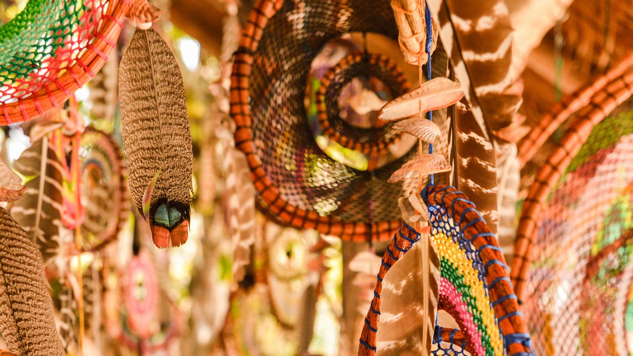 Photo of Dreamcatchers hanging outside a shop, Tulum, Mexico