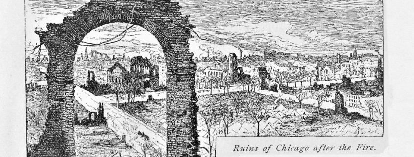 Illustration of the ruins of Chicago, Illinois, after devastated by fire in 1871