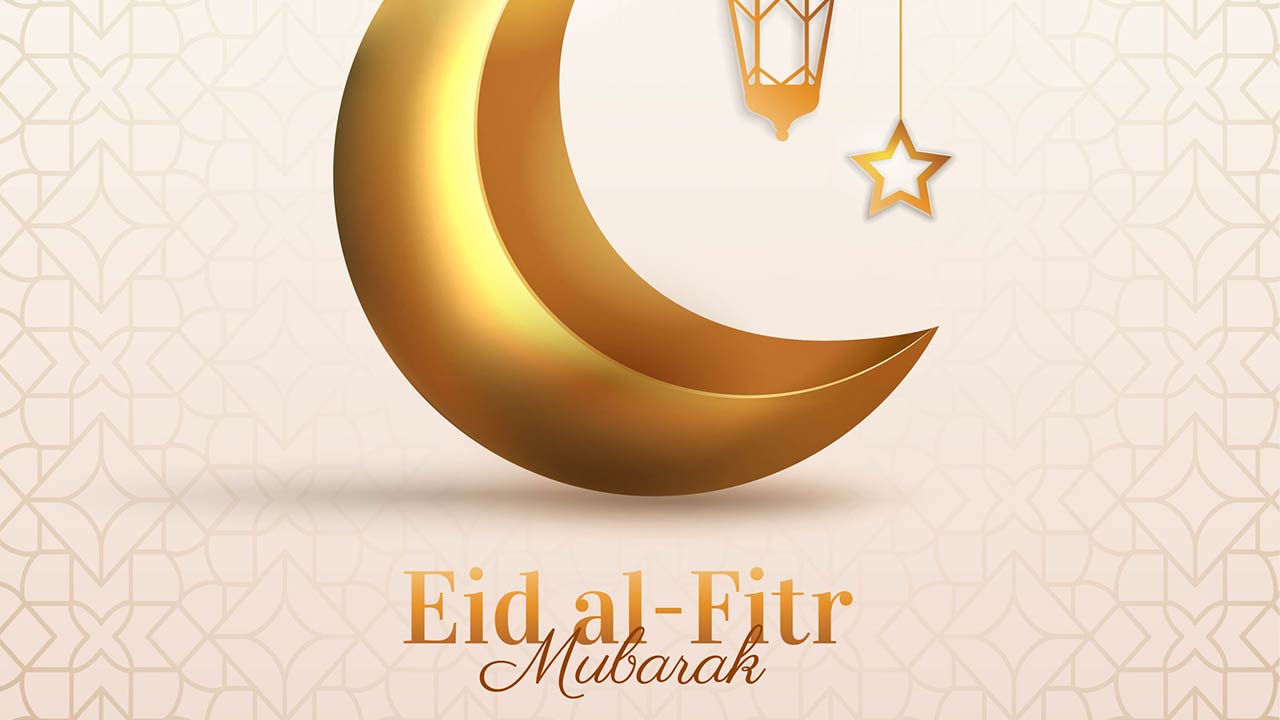 Eid al Fitr Mubarak banner. Islamic holiday or festival, traditions and religion, oriental and arabic culture