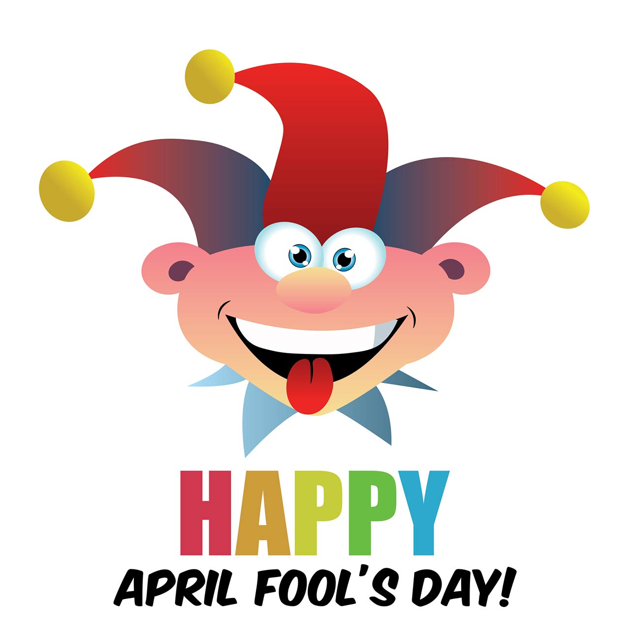 April fools day, Dumb Happy Cartoon Joker Face vector illustration