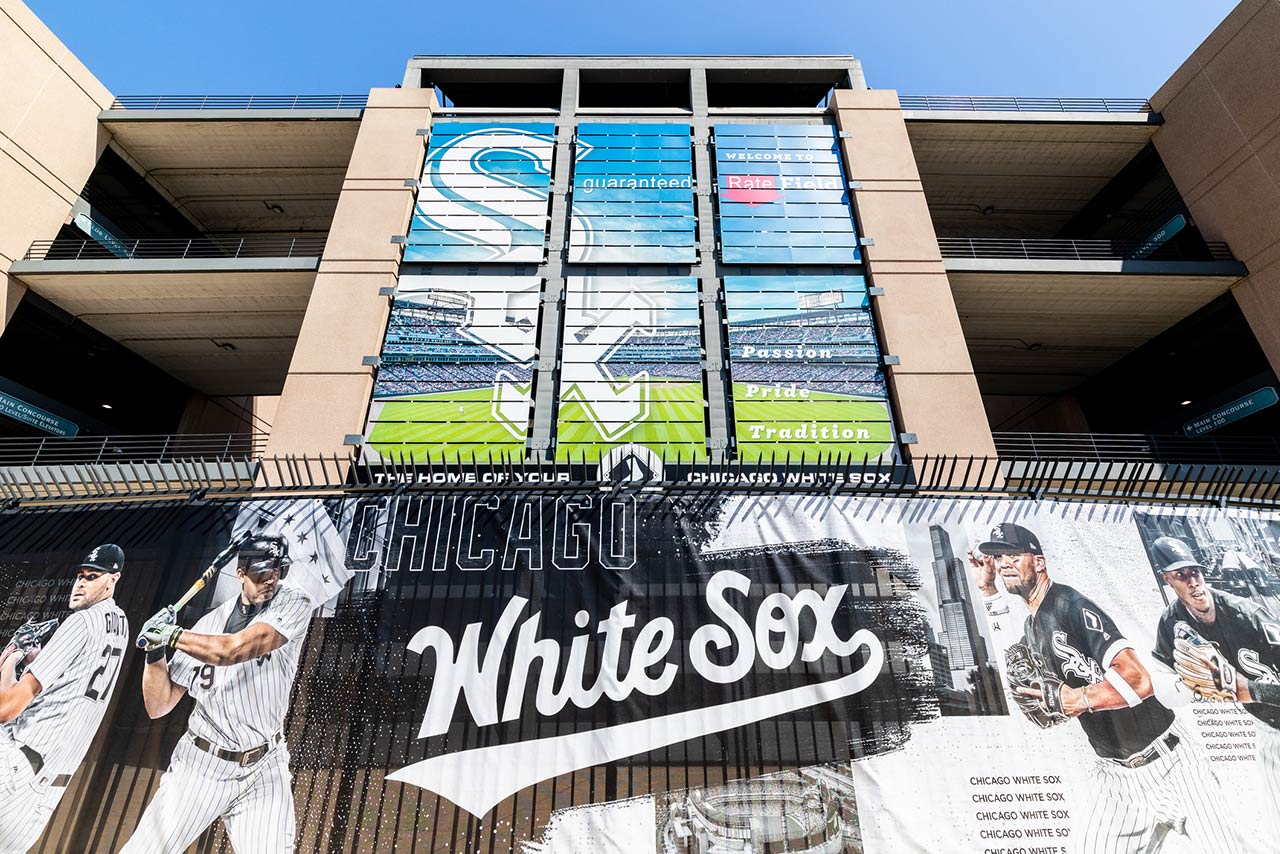 The exterior of the MLB's Chicago White Sox's Guaranteed Rate Field
