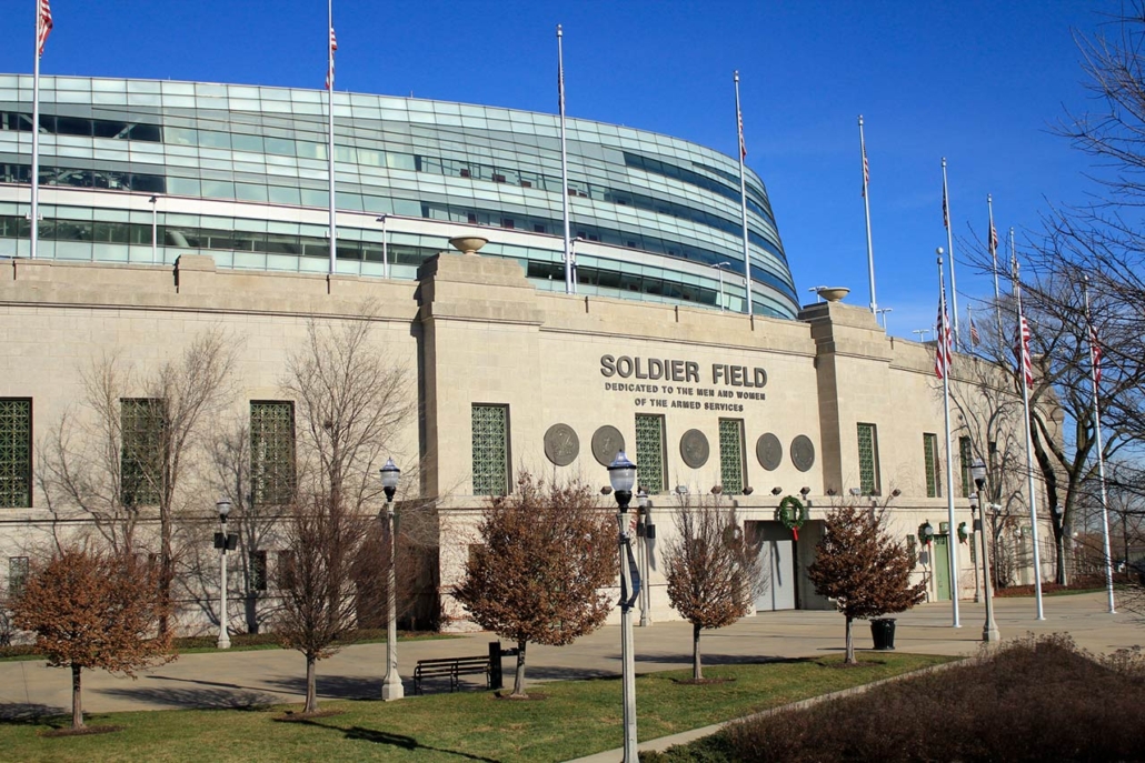 The historic Soldier Field is home to the NFL Chicago Bears