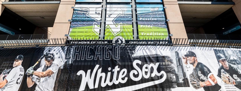 The exterior of the MLB's Chicago White Sox's Guaranteed Rate Field