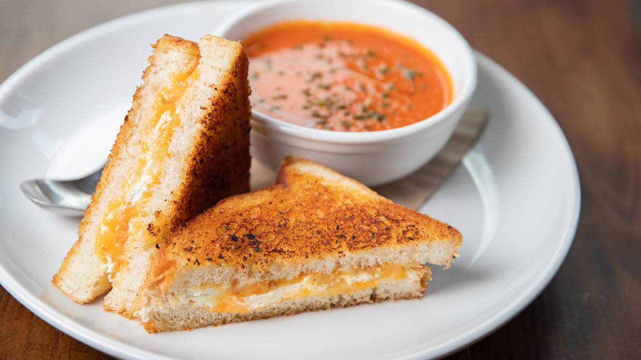 Grilled Cheese Sandwich and Tomato Soup