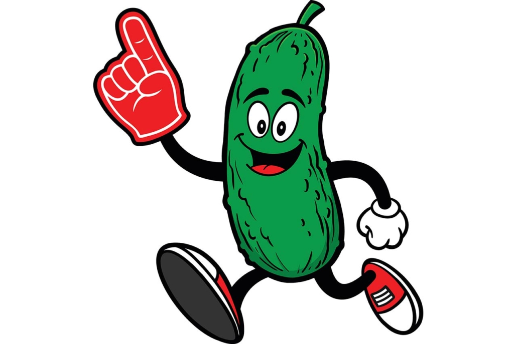 Pickle Running with Foam Finger