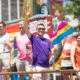 Chicago, Illinois, USA - June 24, 2018: the LGBTQ Pride Parade, People wearing colorfull outfits, celebrating on the streets of Chicago