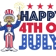 Vector 4th of July graphic with cartoon of Uncle Sam