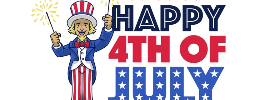 Vector 4th of July graphic with cartoon of Uncle Sam