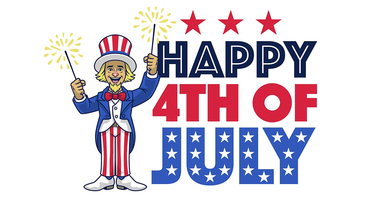 Vector 4th of July graphic with cartoon of Uncle Sam