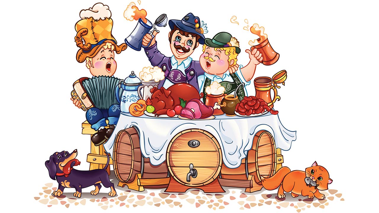 A humorous vector drawing of a beer festival