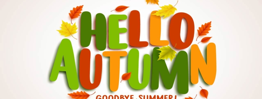 Hello autumn vector banner design with colorful maple leaves elements and text greetings for fall season