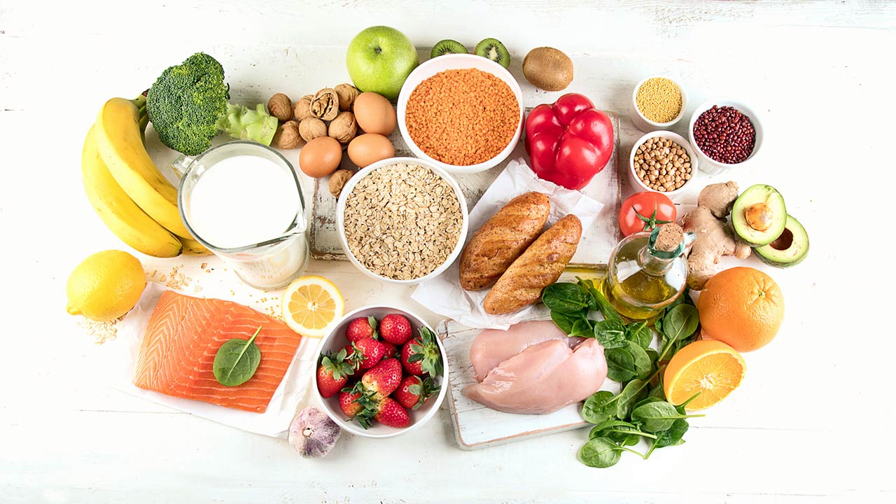 Healthy food overview concept of ingredients for cooking