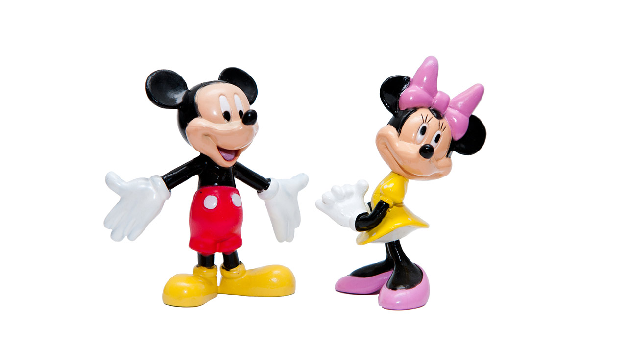 Disney's Mickey and Minnie mouse cartoon character figurines