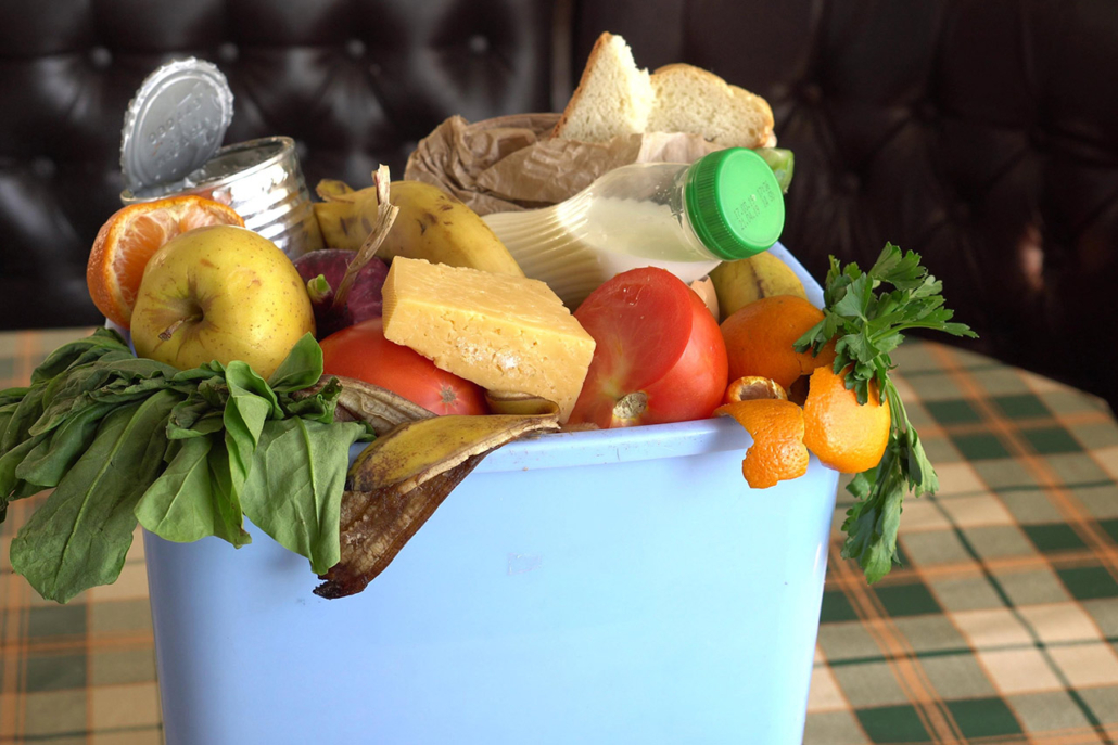 Uneaten spoiled vegetables are thrown in the trash