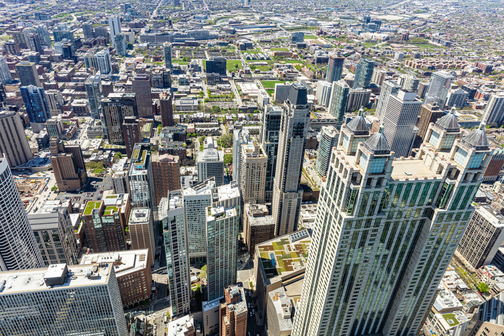 Chicago cityscape aerial view