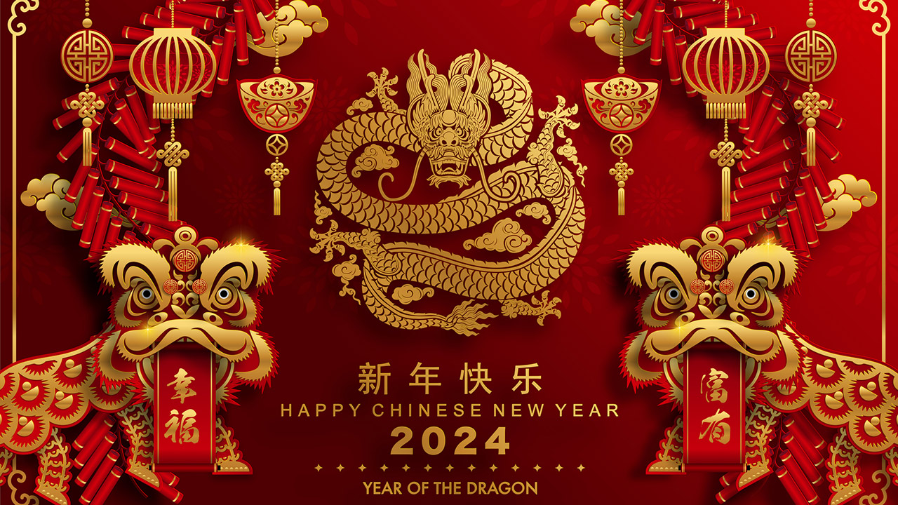 Happy chinese new year 2024 the dragon zodiac sign