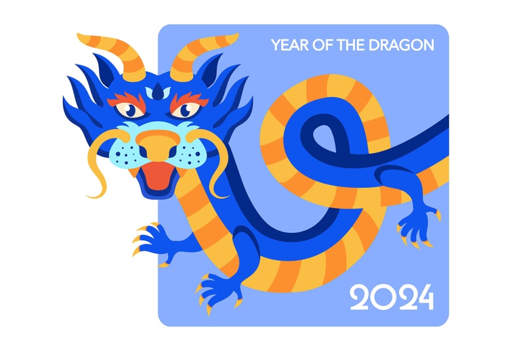 Happy Chinese New Year 2024 dragon graphic