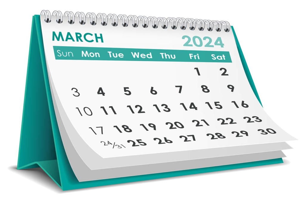 Illustration vector of March 2024 Calendar
