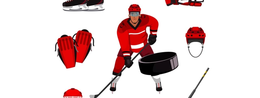 Hockey sport flat banner vector template