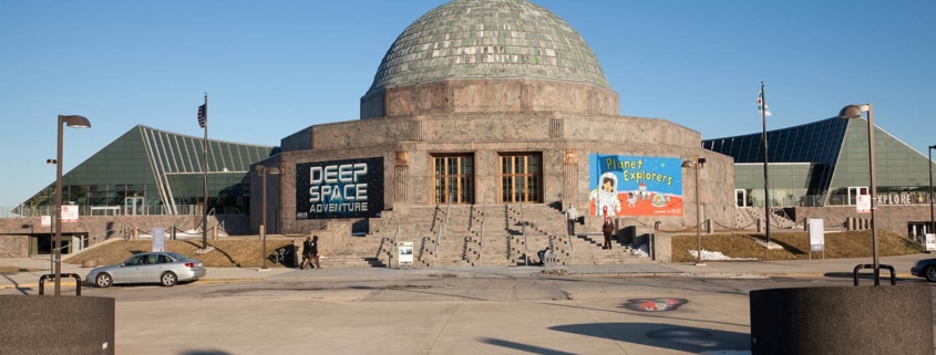Adler Planetarium in downtown Chicago photographed from west side