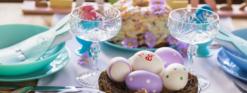 Table is set up for celebrating Easter