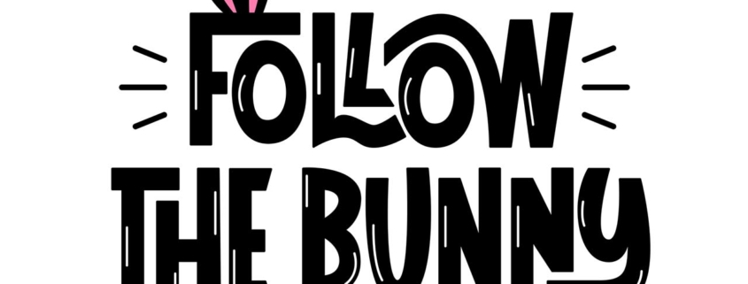 follow the bunny phrase vector hand lettering