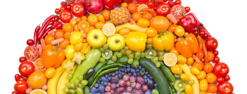 Fruit and vegetable rainbow as healthy eating concept