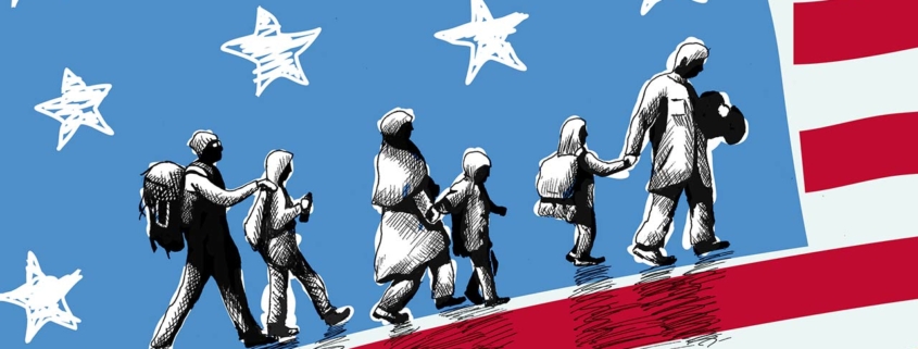 Concept of difficulties that immigrants suffer trying to enter in Usa