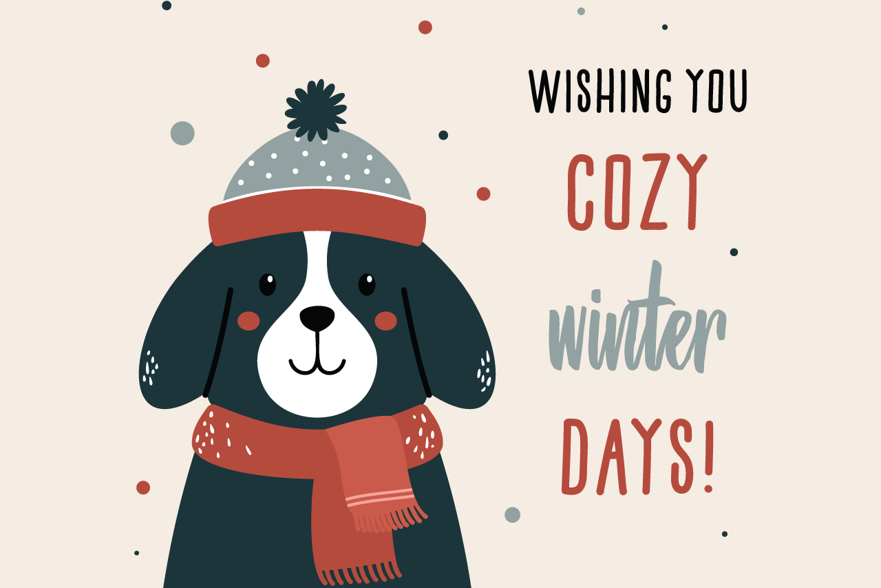 Cozy Winter Dog Vector Illustration