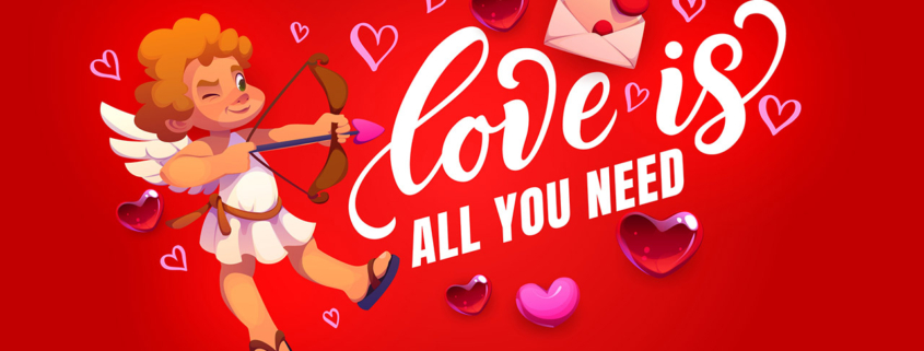 Love is all you need valentines day quote phrase stock illustration