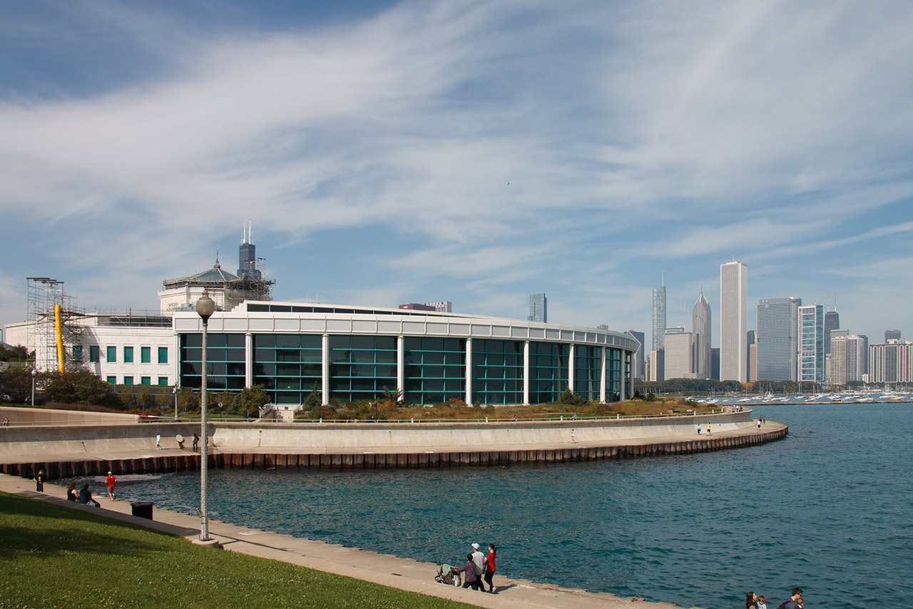 Shedd Aquarium, Lake Michigan, Chicago, IL, USA stock photo