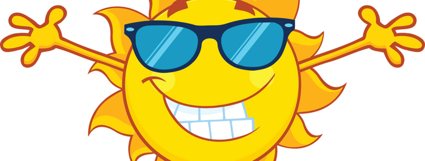 Sun With Open Arms And Sunglasses stock illustration