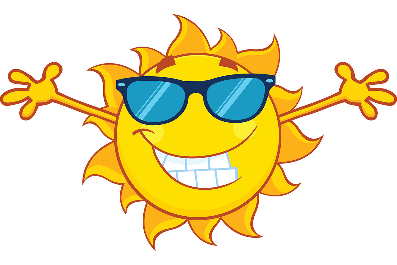 Sun With Open Arms And Sunglasses stock illustration