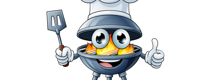 Barbecue Chef Cartoon Mascot Charcoal BBQ Person stock illustration