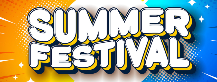 Summer Festival Holiday Banner Design with Retro Waving 3d Typography