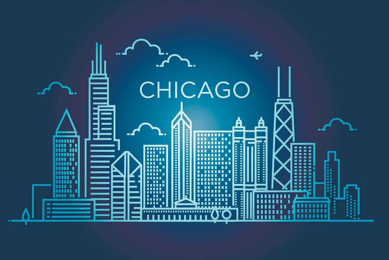 Linear banner of Chicago city stock illustration