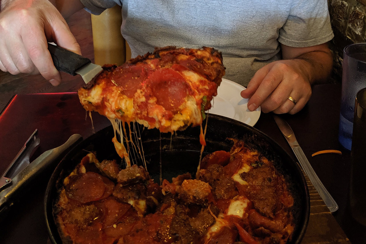 Chicago, Illinois pizza restaurant stock photo
