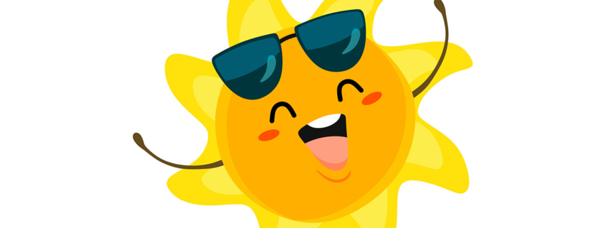 Cute cartoon sun vector isolated on white background stock illustration