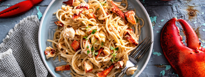 Creamy Lobster Pasta stock photo