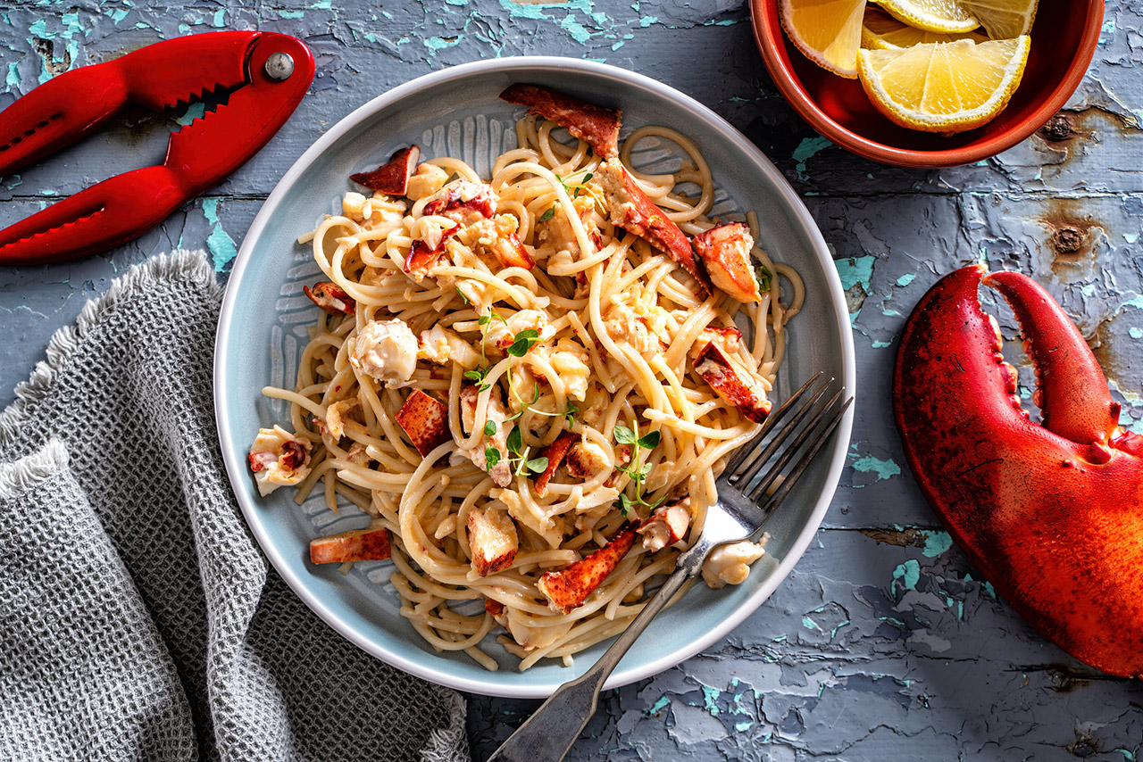 Creamy Lobster Pasta stock photo