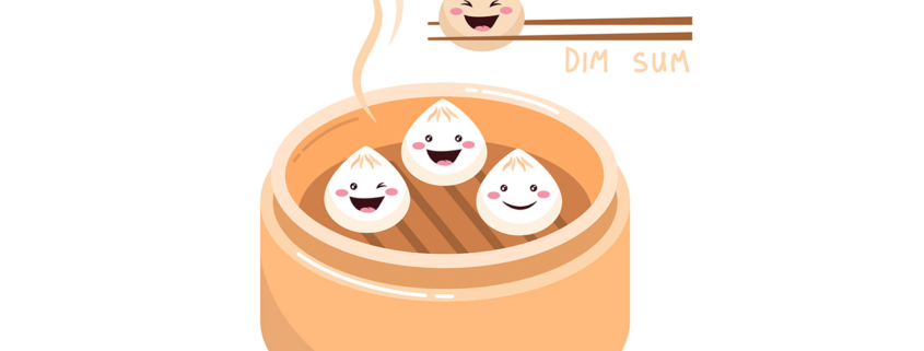 Cute cartoon Dim sum traditional Chinese dumplings stock illustration