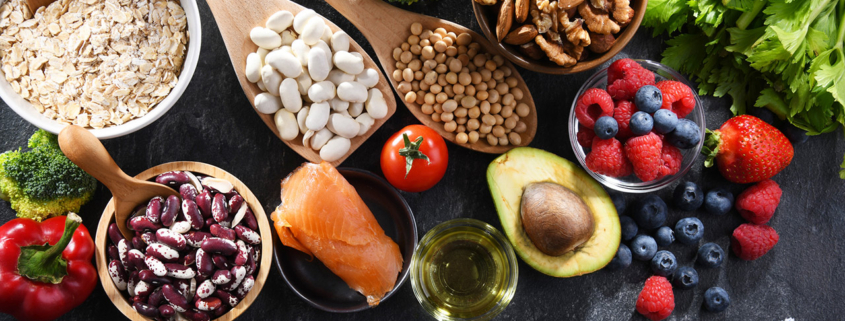 Cholesterol lowering food products stock photo
