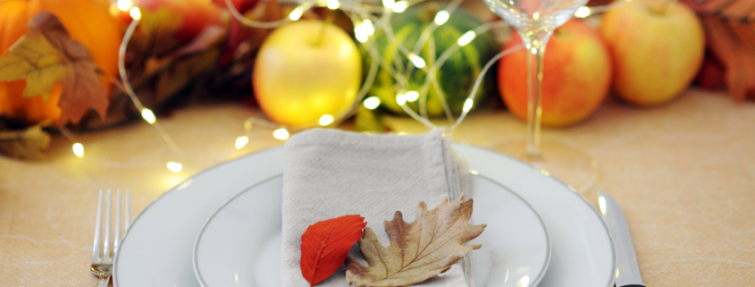 Thanksgiving table setting stock photo